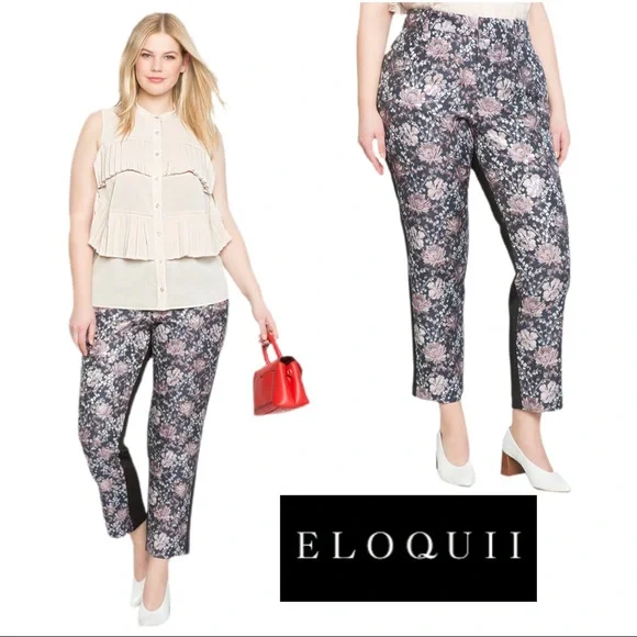 NEW Eloquii Studio Kady Fit Floral Jacquard Pant - Picture 1 of 11